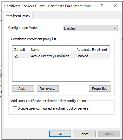 Automatic certificate enrollment in Active Directory